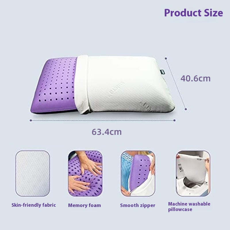 Lavender Essential Oil Memory Cotton Breathable Ventilation Punching Bread Pillow