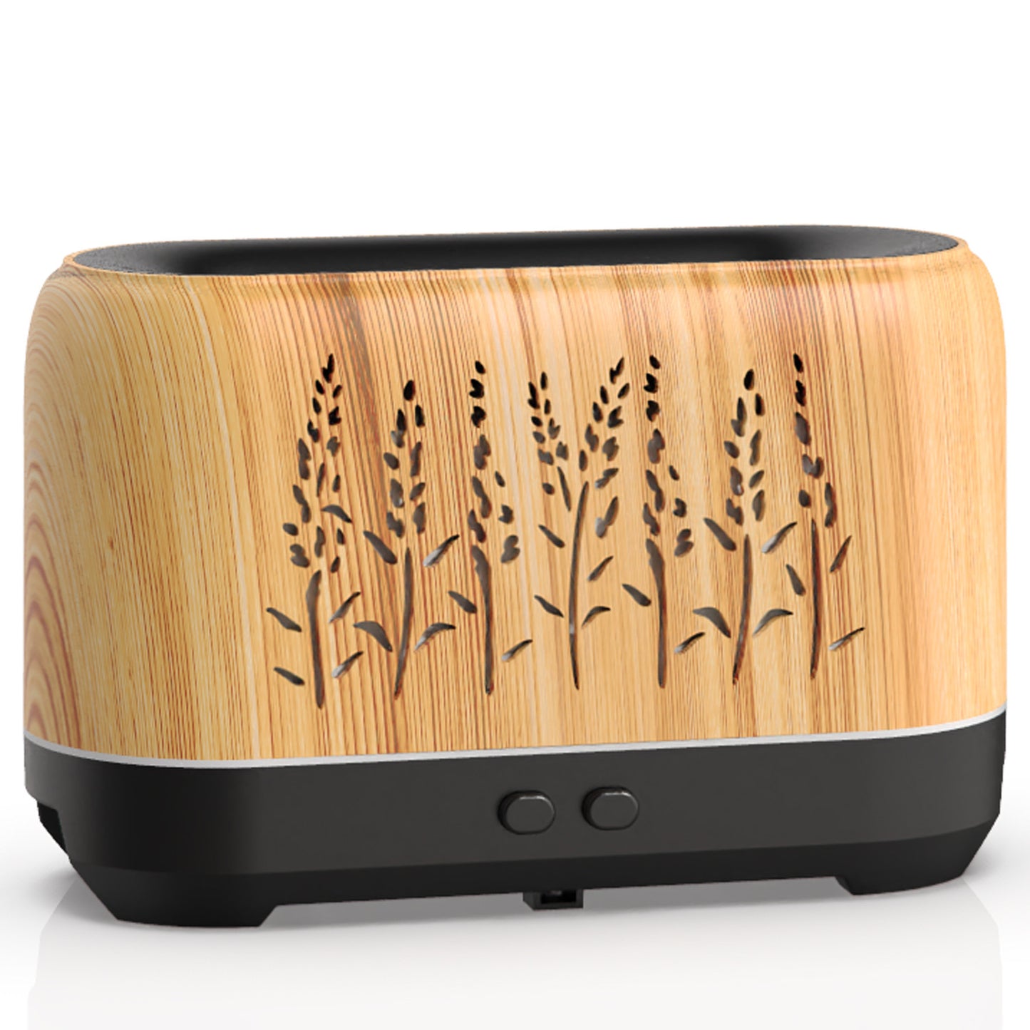 200ml Wood Grain Aroma Diffuser Hollow Lavender Flame Humidifier