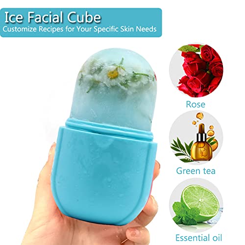 Ice Roller for Face and Eye, Ice Face Roller,Facial Beauty Ice Roller Skin Care Tools, Ice Facial Cube, Gua Sha Face Massage, Silicone Ice Mold for Face Beauty (Pink)