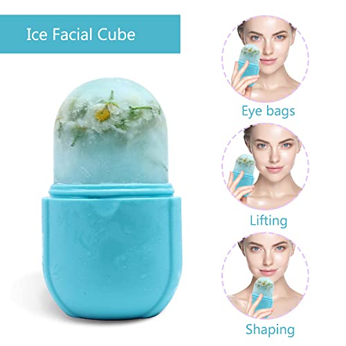 Ice Roller for Face and Eye, Ice Face Roller,Facial Beauty Ice Roller Skin Care Tools, Ice Facial Cube, Gua Sha Face Massage, Silicone Ice Mold for Face Beauty (Pink)