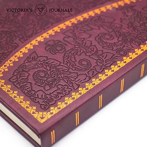 VICTORIA'S JOURNALS Magnet Journal, Carving Vintage Notebook Faux Leather Hard Cover Personal Diary Lined Pages Ribbon Bookmark, 8'' x 5.7''