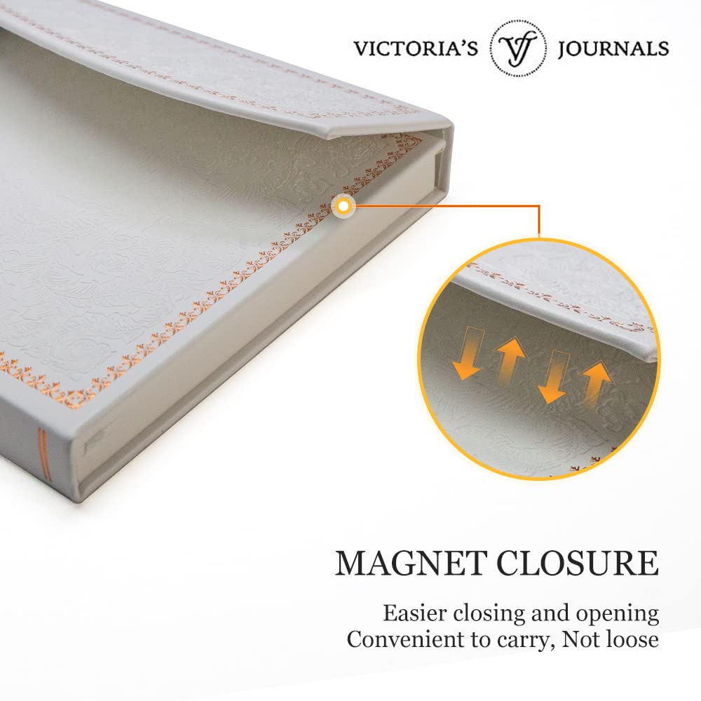 VICTORIA'S JOURNALS Magnet Journal, Carving Vintage Notebook Faux Leather Hard Cover Personal Diary Lined Pages Ribbon Bookmark, 8'' x 5.7''