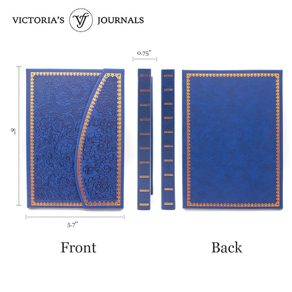 VICTORIA'S JOURNALS Magnet Journal, Carving Vintage Notebook Faux Leather Hard Cover Personal Diary Lined Pages Ribbon Bookmark, 8'' x 5.7''