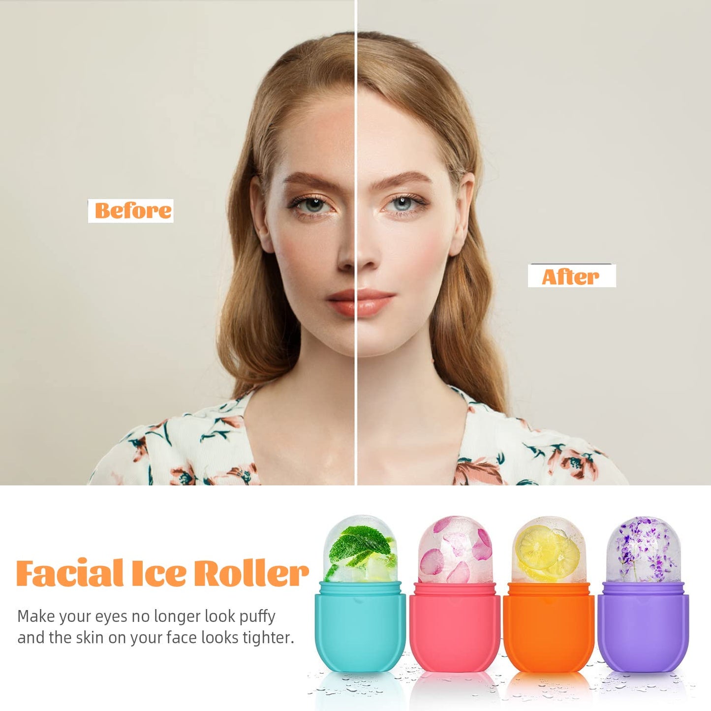 Ice Roller for Face and Eye, Ice Face Roller,Facial Beauty Ice Roller Skin Care Tools, Ice Facial Cube, Gua Sha Face Massage, Silicone Ice Mold for Face Beauty (Pink)