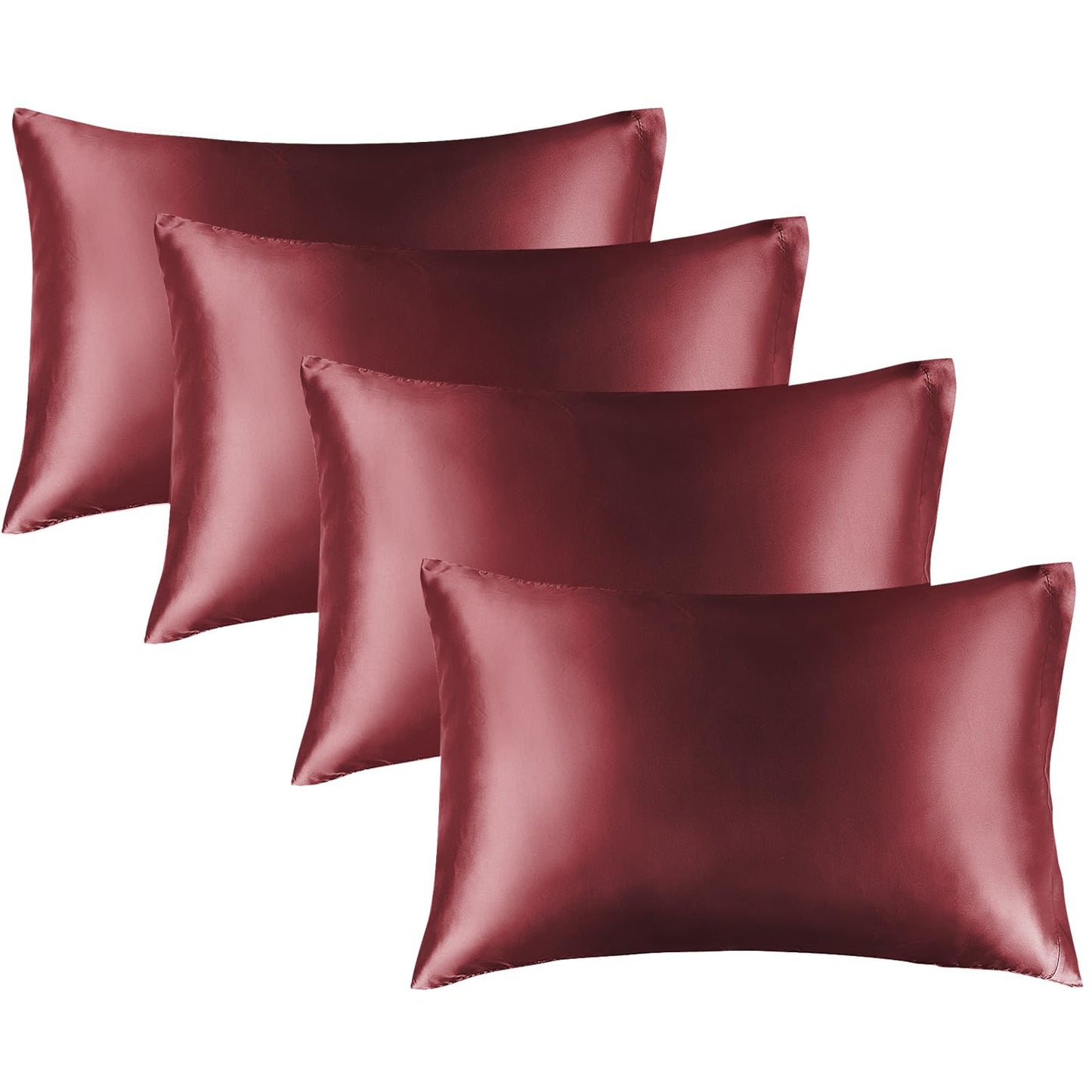 BEDELITE Satin Pillowcase for Hair and Skin, Super Soft and Cooling Similar to Silk Pillow Cases 2 Pack with Envelope Closure, Gift for Women Men(20"x26" Standard Size, Coral)