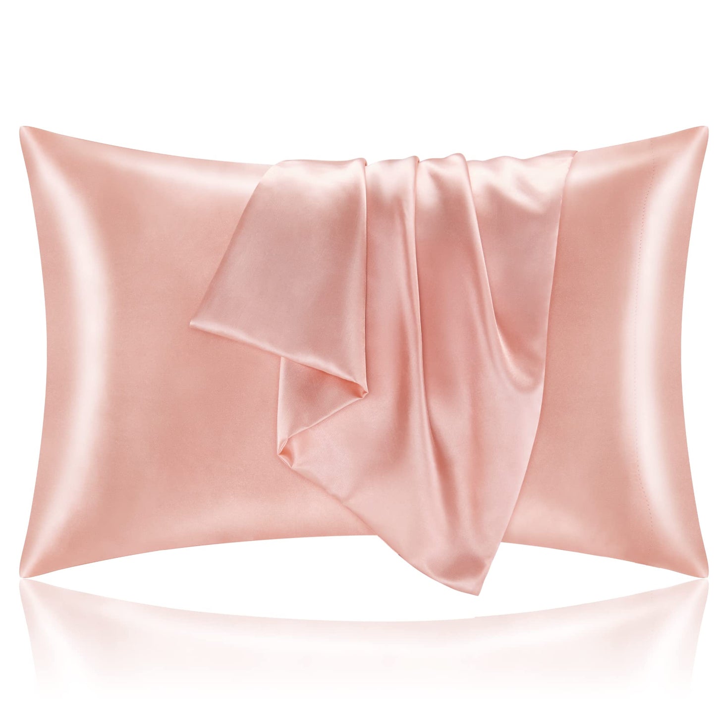 BEDELITE Satin Pillowcase for Hair and Skin, Super Soft and Cooling Similar to Silk Pillow Cases 2 Pack with Envelope Closure, Gift for Women Men(20"x26" Standard Size, Coral)