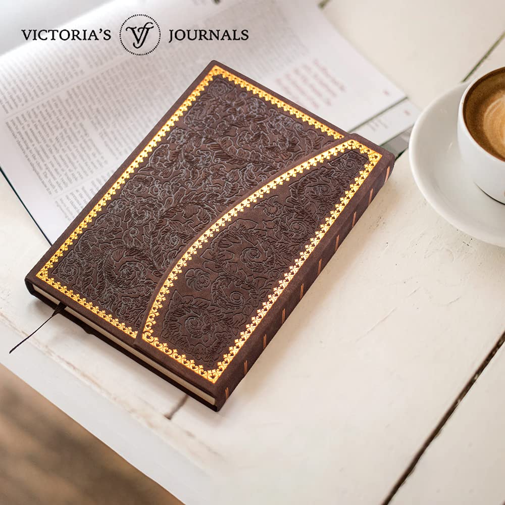 VICTORIA'S JOURNALS Magnet Journal, Carving Vintage Notebook Faux Leather Hard Cover Personal Diary Lined Pages Ribbon Bookmark, 8'' x 5.7''