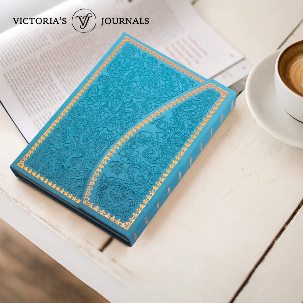 VICTORIA'S JOURNALS Magnet Journal, Carving Vintage Notebook Faux Leather Hard Cover Personal Diary Lined Pages Ribbon Bookmark, 8'' x 5.7''