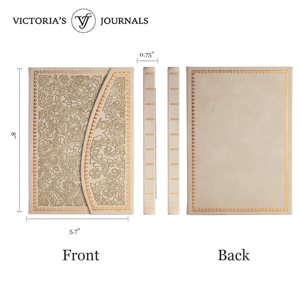 VICTORIA'S JOURNALS Magnet Journal, Carving Vintage Notebook Faux Leather Hard Cover Personal Diary Lined Pages Ribbon Bookmark, 8'' x 5.7''