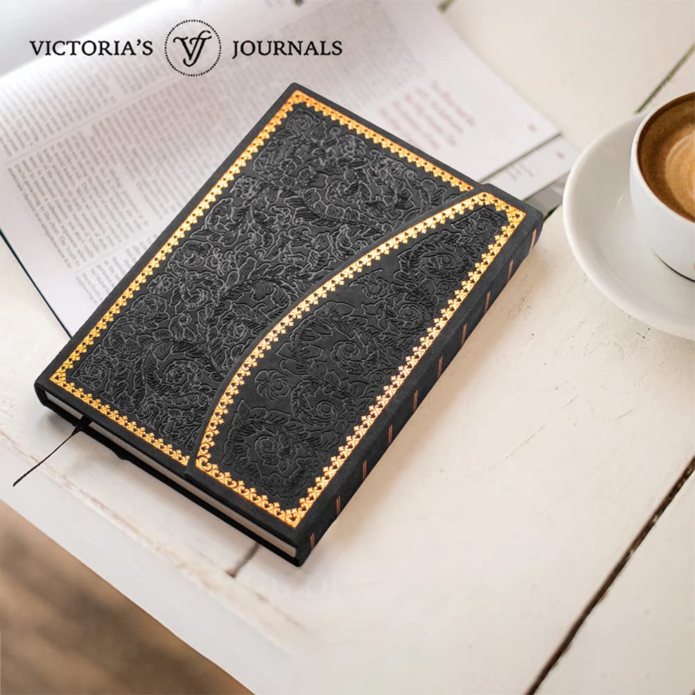 VICTORIA'S JOURNALS Magnet Journal, Carving Vintage Notebook Faux Leather Hard Cover Personal Diary Lined Pages Ribbon Bookmark, 8'' x 5.7''