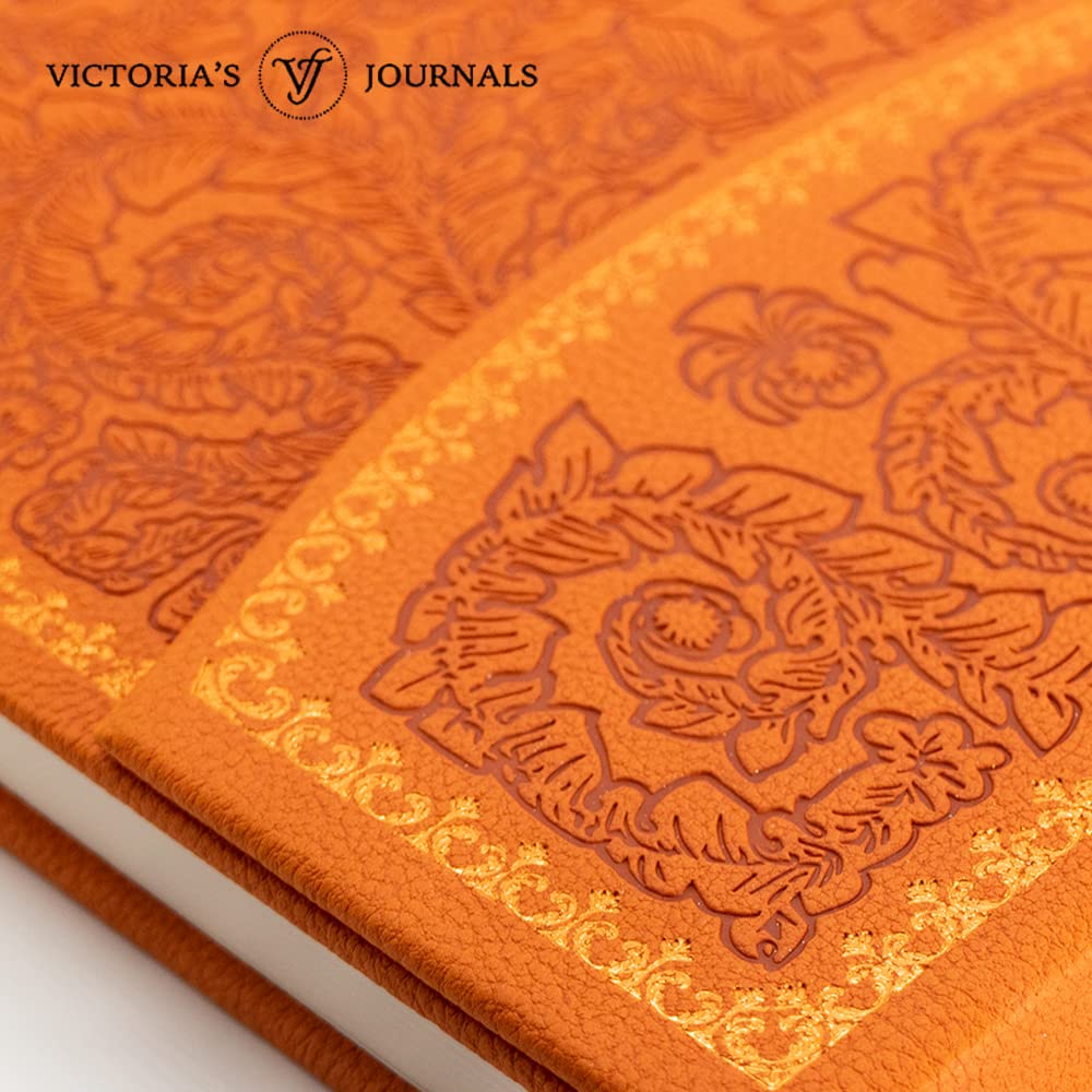 VICTORIA'S JOURNALS Magnet Journal, Carving Vintage Notebook Faux Leather Hard Cover Personal Diary Lined Pages Ribbon Bookmark, 8'' x 5.7''