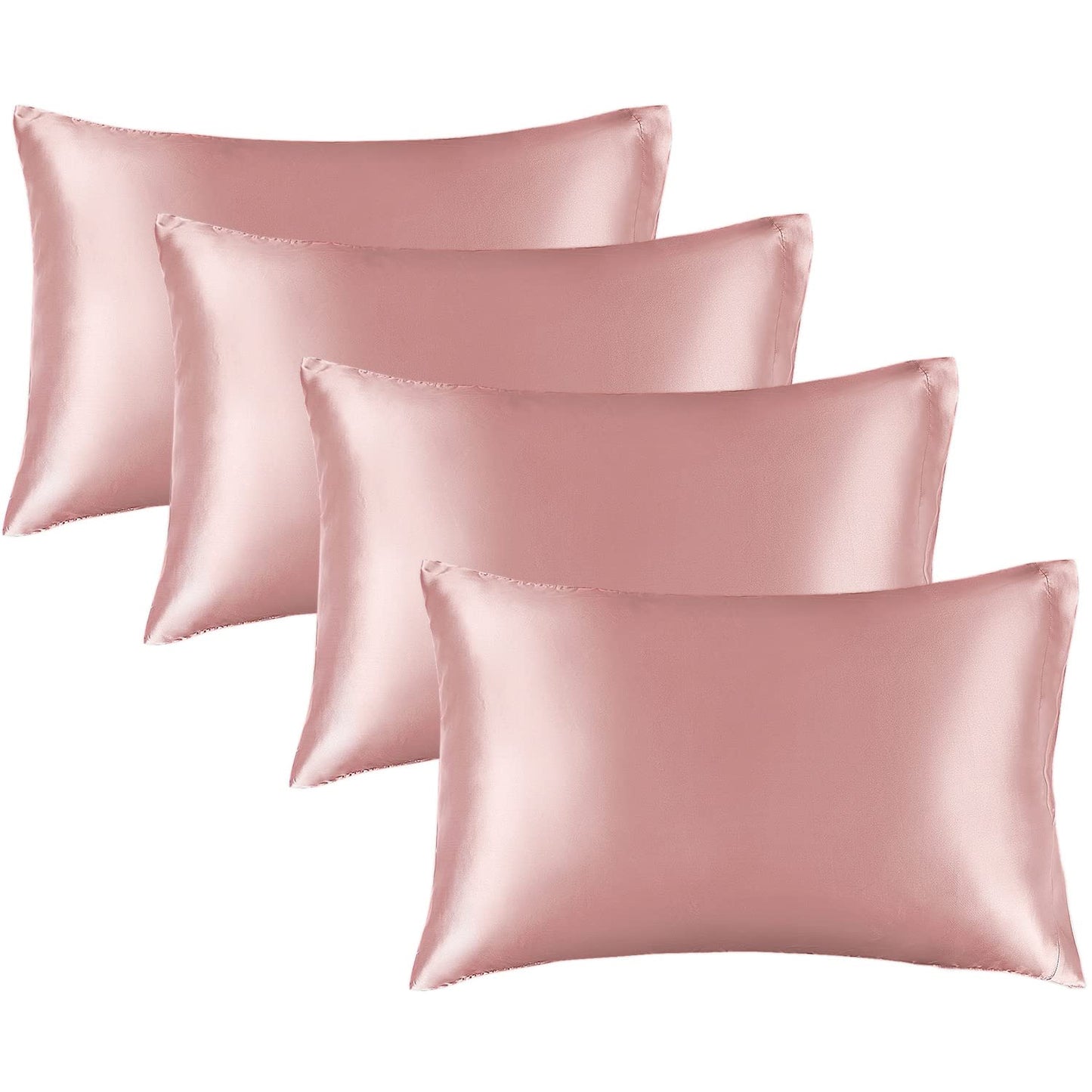 BEDELITE Satin Pillowcase for Hair and Skin, Super Soft and Cooling Similar to Silk Pillow Cases 2 Pack with Envelope Closure, Gift for Women Men(20"x26" Standard Size, Coral)