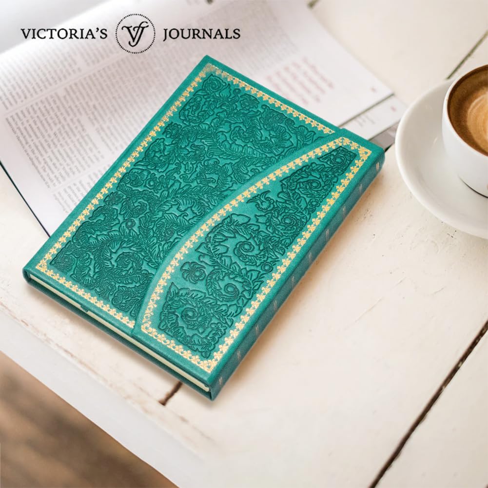 VICTORIA'S JOURNALS Magnet Journal, Carving Vintage Notebook Faux Leather Hard Cover Personal Diary Lined Pages Ribbon Bookmark, 8'' x 5.7''