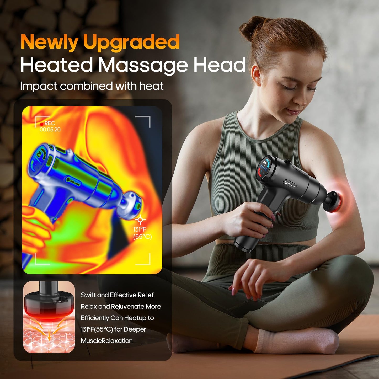 AERLANG Massage Gun with Heat,Back Massager for Pain Relief deep Tissue,Muscle Percussion Massage Gun, Hand held Massage Gun with Massage Heads&Silent,Birthday Gifts for Men Women Mom Dad