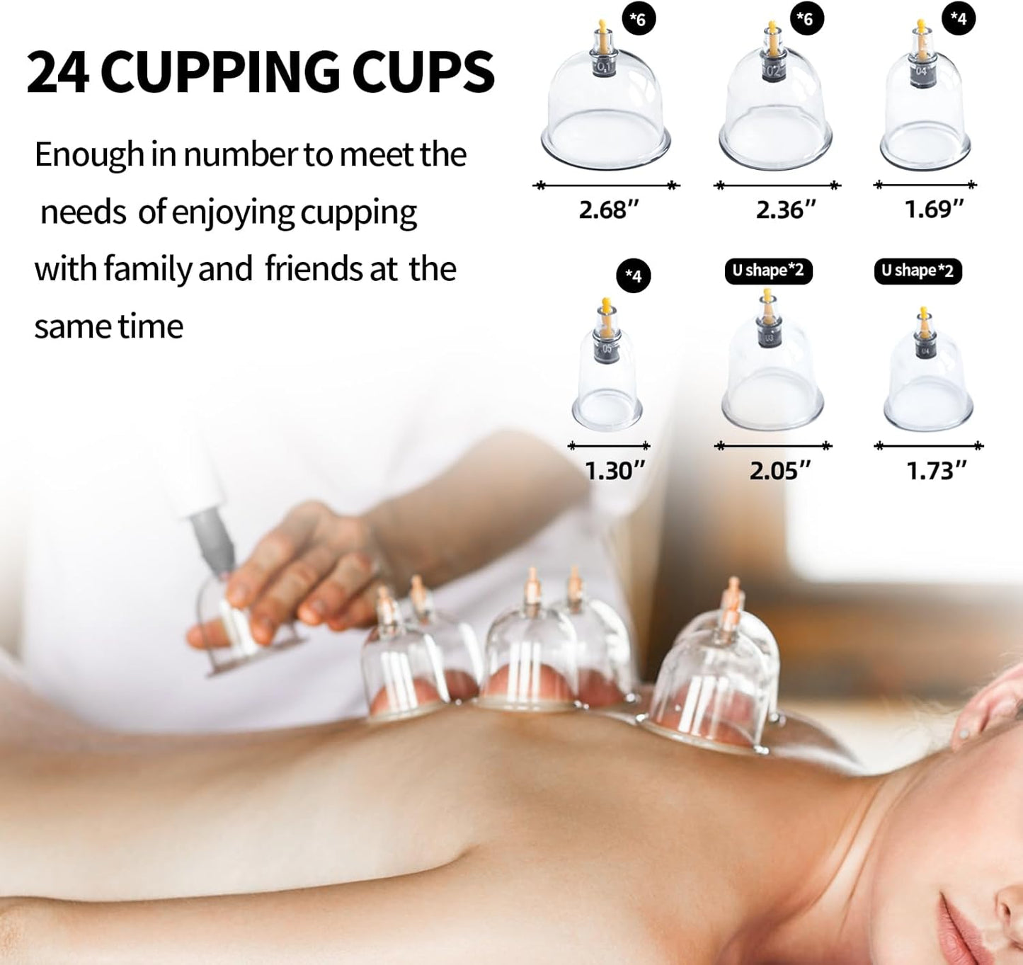 Cupping Set, 24 Cups Cupping Kit for Massage Therapy, Chinese Cupping Therapy Set with Magnetics, Professional Vacuum Cupping Set for Cellulite Reduction Muscle Pain Relief with Manual Pump