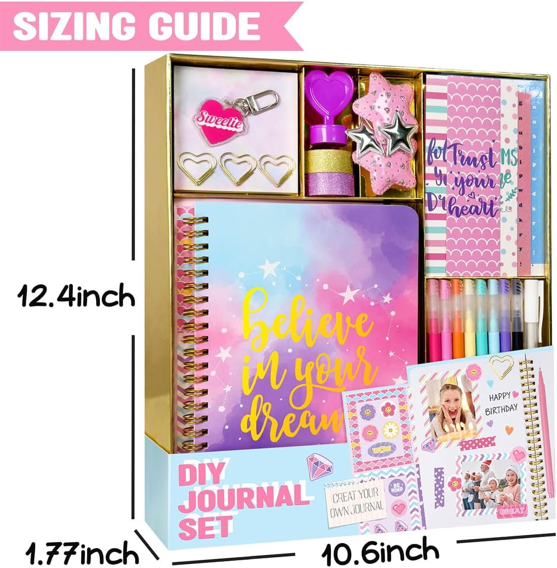 DIY Journal Kit for Girls - DIY Journal Set for Tween & Teen Girls, Stationery Set, Scrapbook & Diary Supplies Set, Journaling Art Crafts Kit, Ideal Gifts for 8 9 10 11 12 13 14 Year Old Girl