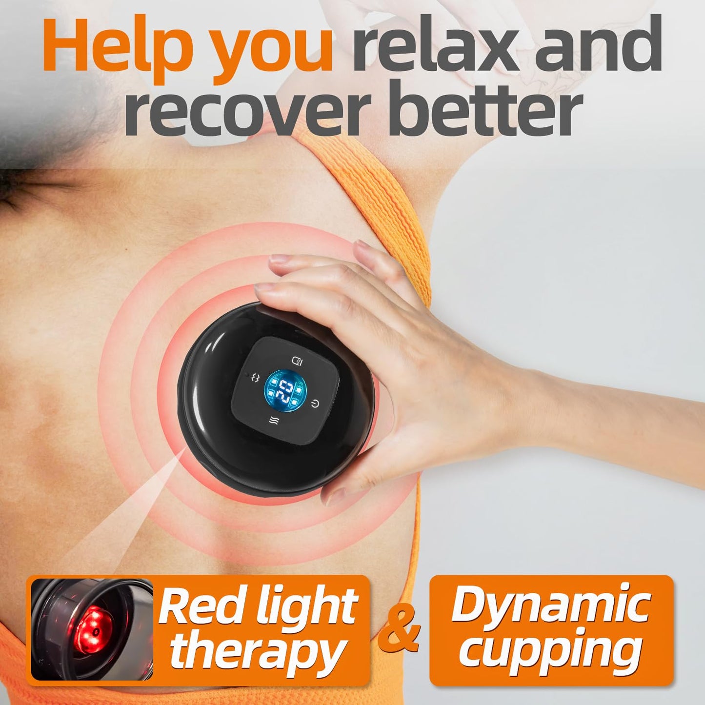 5-in-1 Smart Dynamic Cupping Therapy Set with Red Light, Cupping Kit for Massage Therapy, Electric Cupping Device with 20 Level Temperature and Suction for Back Muscle Soreness (Red)