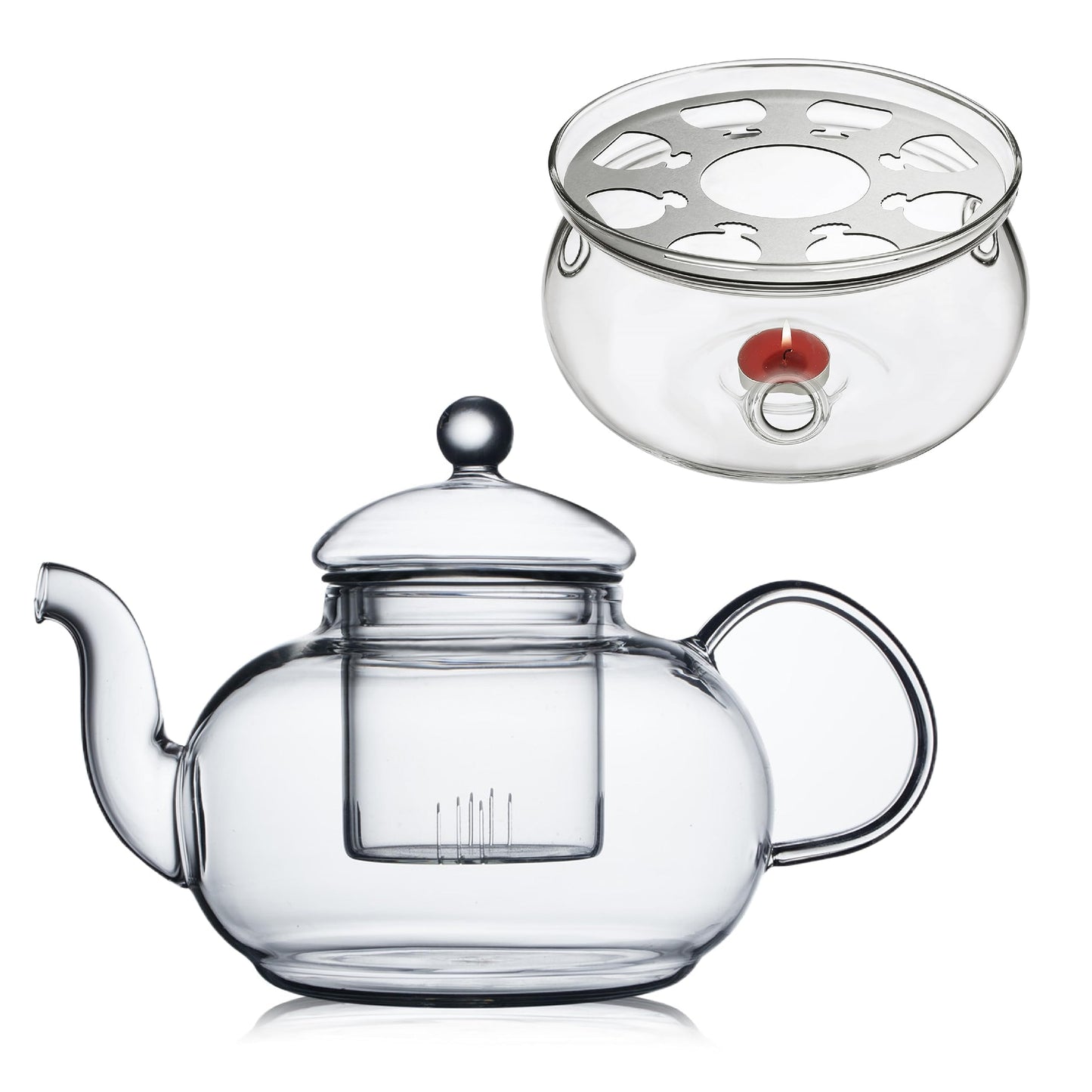 CNGLASS Glass Teapot Stovetop Safe,Clear Teapot with Removable Infuser 20.3 oz,Loose Leaf and Blooming Tea Maker