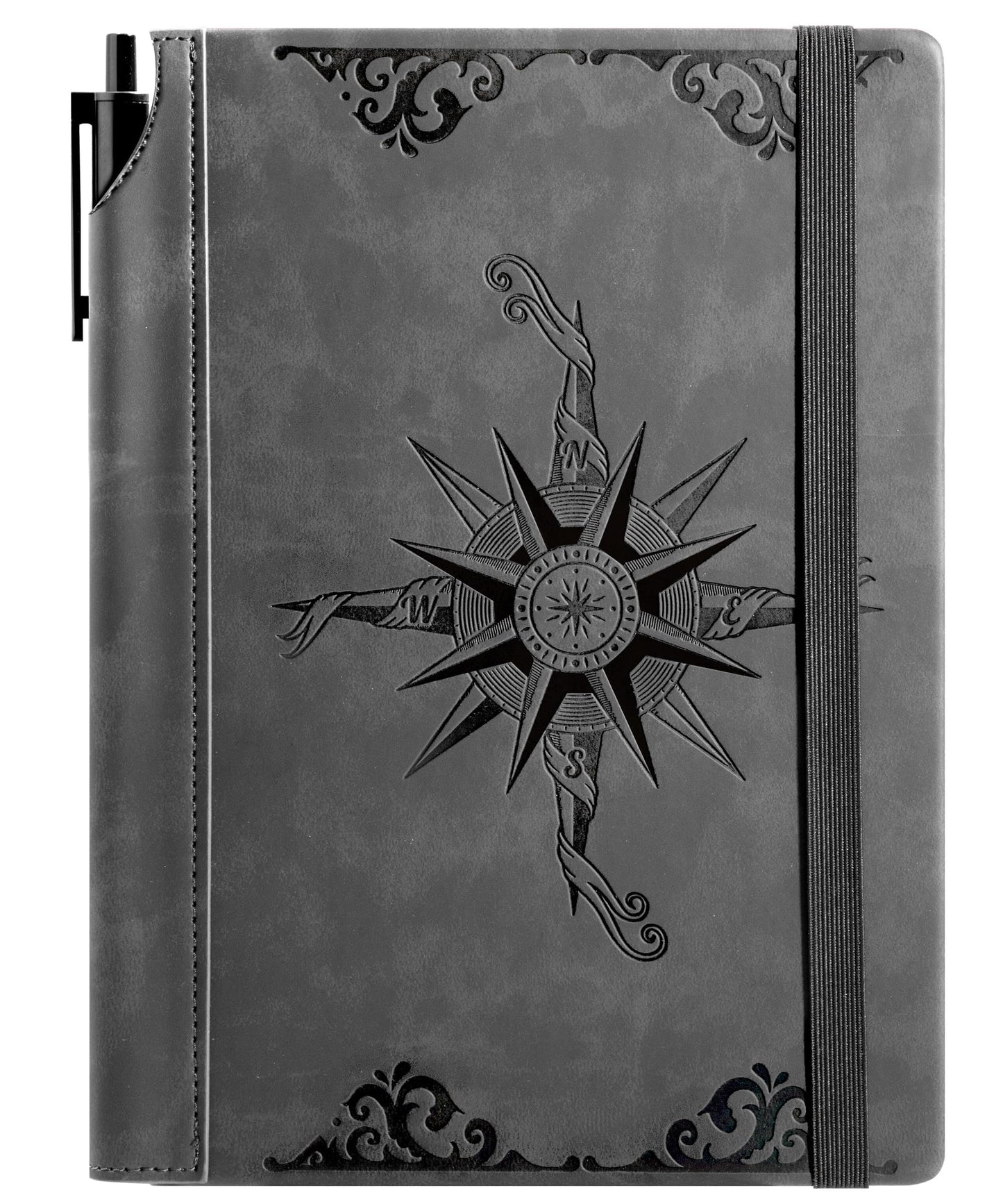 CAGIE Compass Leather Notebook Journal for Men, 100 GSM 288 Pages Lined Journals for Writing, A5 Hardcover Journaling Notebooks Valentines Day Gifts for Him for Travel Office Daily Writing