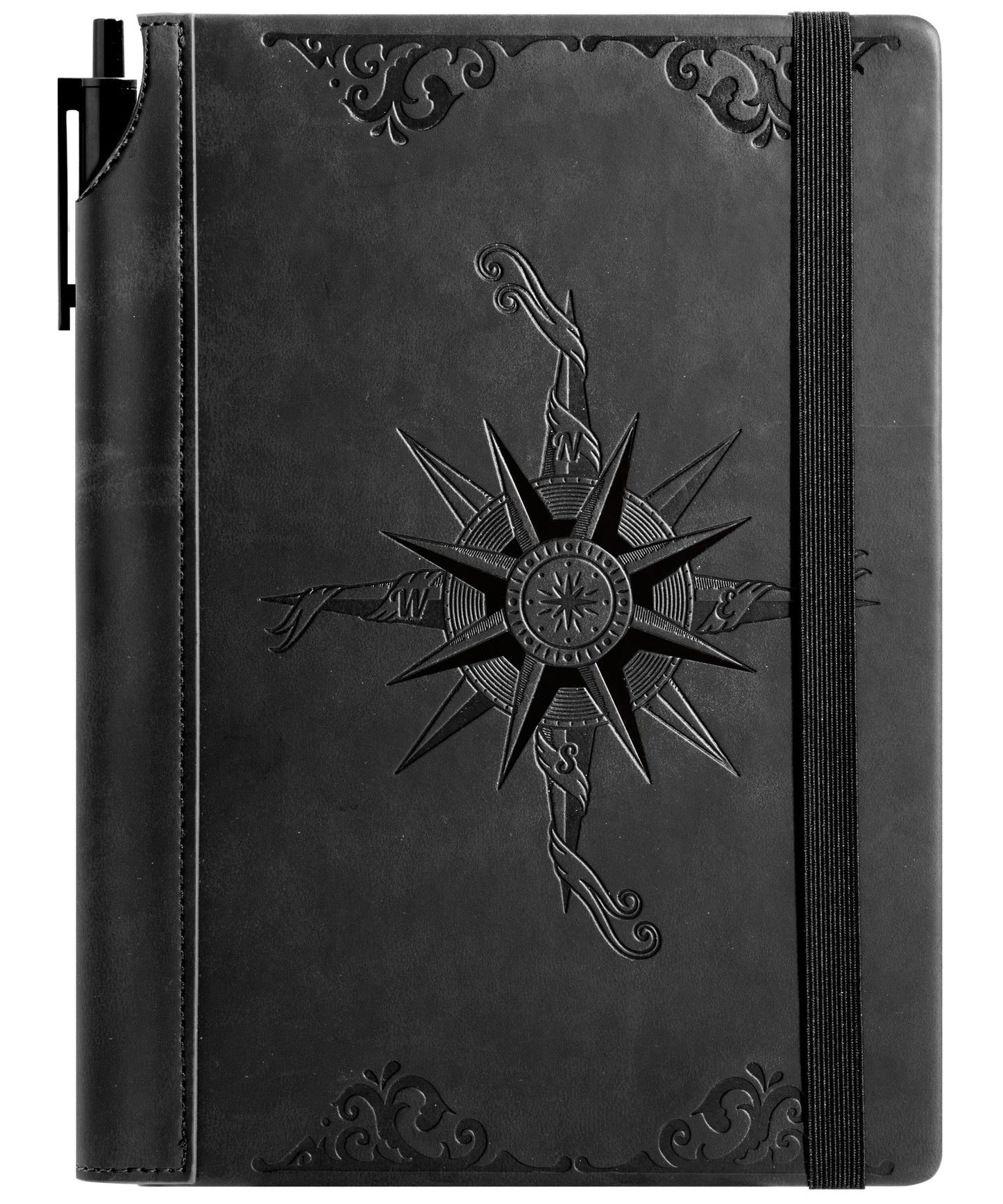 CAGIE Compass Leather Notebook Journal for Men, 100 GSM 288 Pages Lined Journals for Writing, A5 Hardcover Journaling Notebooks Valentines Day Gifts for Him for Travel Office Daily Writing