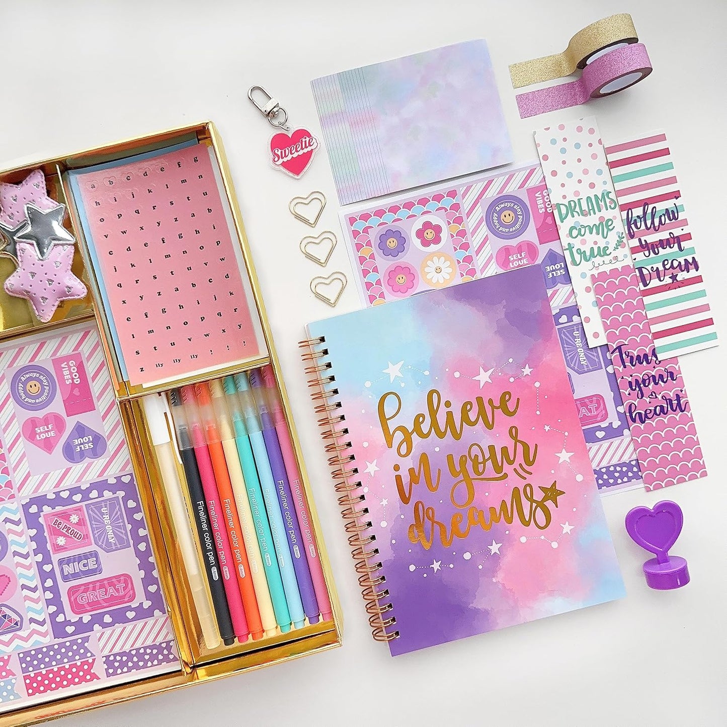 DIY Journal Kit for Girls - DIY Journal Set for Tween & Teen Girls, Stationery Set, Scrapbook & Diary Supplies Set, Journaling Art Crafts Kit, Ideal Gifts for 8 9 10 11 12 13 14 Year Old Girl