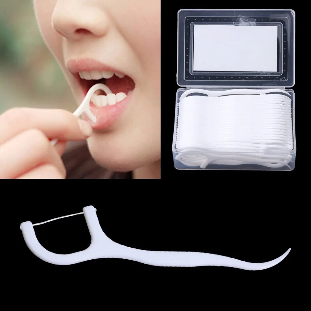 50pcs Dental Floss Flosser Picks Teeth Toothpicks Stick Tooth Clean Oral Care